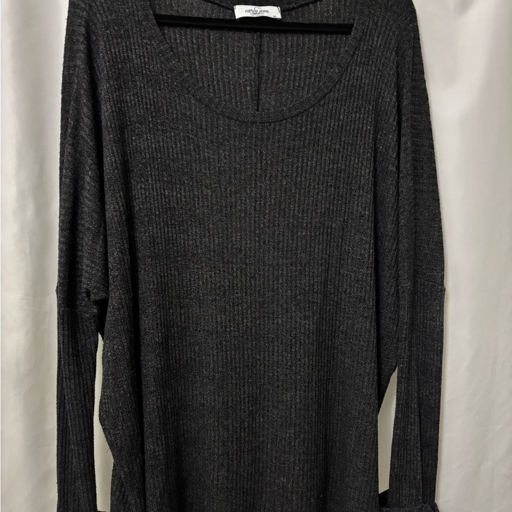 Carly Jean Los Angeles Charcoal Knit Top